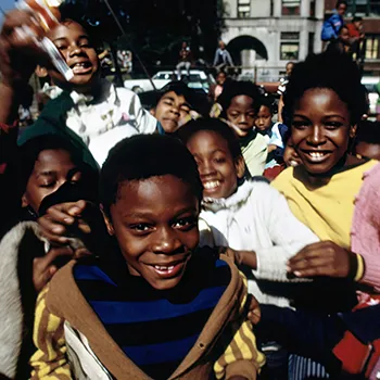 a joyful crowd celebrating Juneteenth